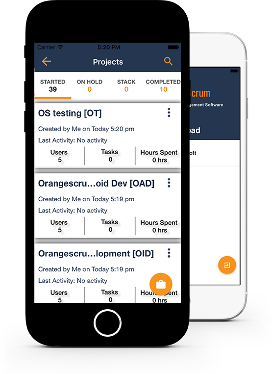 The OrangeScrum Mobile Ap The OrangeScrum Mobile App