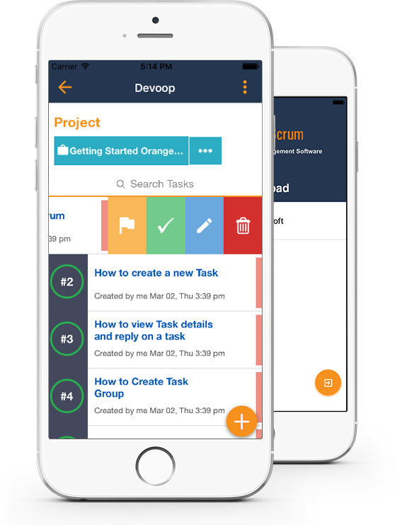 The OrangeScrum Mobile App The OrangeScrum Mobile Ap