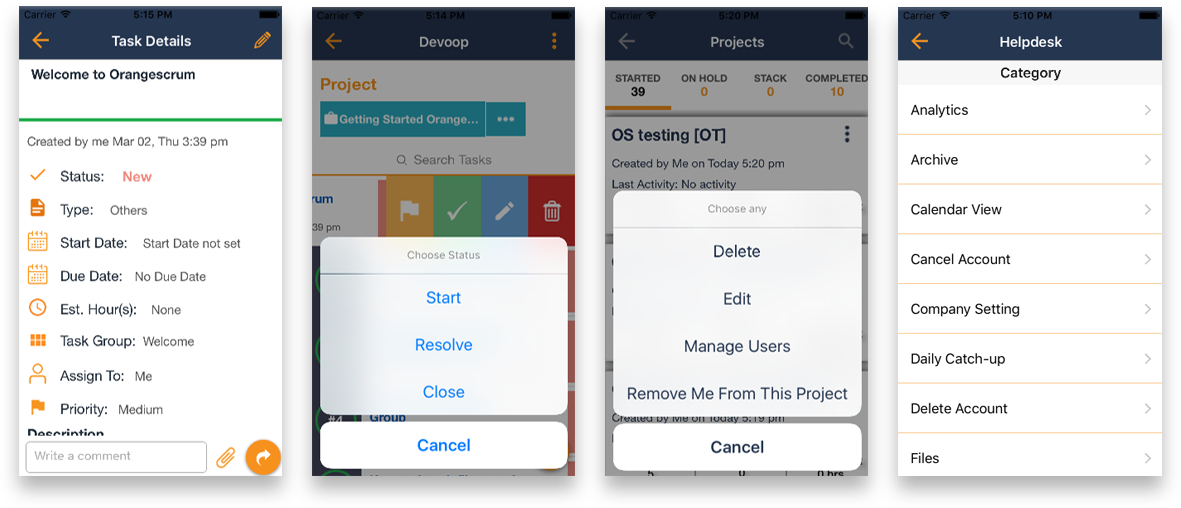 The OrangeScrum Mobile App